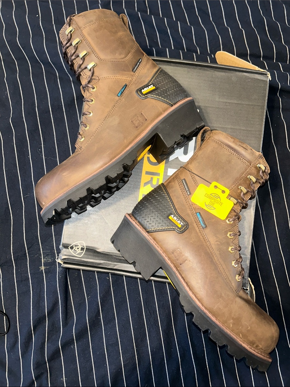 NEW Ariat Men’s Brown Lace-Up Waterproof Work Boots Comp Toe
